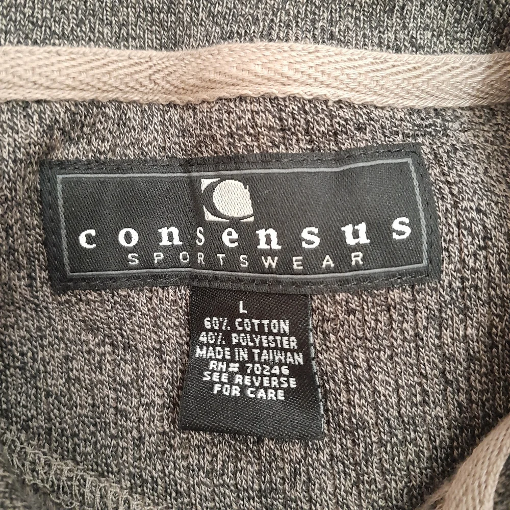 Consensus Sportswear Cotton Blend Collared Sweater, Brown, Tan, Black, L